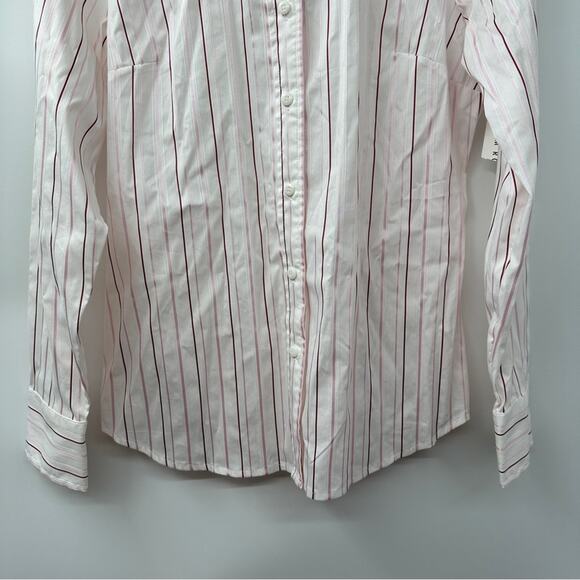 Kim Rogers White & Pink Striped Long Sleeve Button Down Shirt Size M‎ - Picture 3 of 13